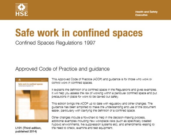 Confined Space Regulations front page
