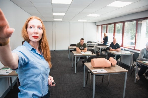 First Aid and Advanced First Aid training at Aberdeen in a classroom