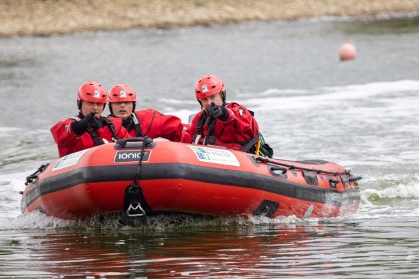 MRS Training & Rescue's Water rescue team in boat