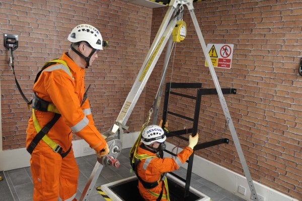 Confined space entry using a tripod and winch