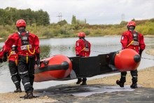 MRS Training and Rescue's water rescue team in action today