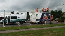 Delegates training on a mobile training rig