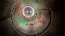 A drone inside a confined space tunnel 